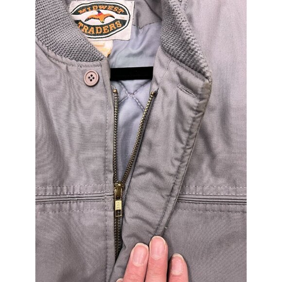 Midwest Traders Mens XL Gray Bomber Jacket Polyester/Nylon Ribbed Knit Cuffs - Picture 7 of 14